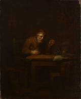 Aleksander Lauréus (Turku, Åbo och Björneborgs län, Finland, Kingdom of Sweden 1783-1823 Rome, State of the Church) An old man weighing gold coins - Oil on canvas 1810