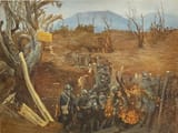 Giulio Aristide Sartorio (Rome, State of the Church 1860-1932 Rome, Kingdom of Italy) Sul San Marco (The trenches of Monte San Marco during the Great War) - Lithograph-min
