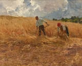 Friedrich Kallmorgen (Altona, Duchy of Holstein, Kingdom of Denmark 1856-1924 Grötzingen, Republic of Baden, German Reich) Erntezeit (Harvest time) - Öl auf Leinwand 1891