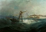 Johan Jacob Bennetter (Kristiania, Norway, U.K. of Sweden-Norway 1822-1904 Sola, Stavanger amt, Norway, U.K. of Sweden-Norway) The wreck of the steamship Dana - Olje på lerret 1894