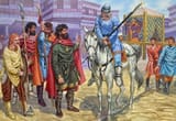 Giuseppe Rava (Faenza, Emilia-Romagna, Republic of Italy 1963-) Varangians off duty hanging out in the streets of Byzantium - Gouache 2009