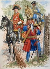 Giuseppe Rava (Faenza, Emilia-Romagna, Republic of Italy 1963-) Russian cavalry and artillery of the Great Northern War - Gouache 2018