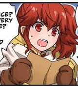 anna with her mouth open and a sweat drop