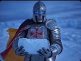 blue eyes soldier cross ice block