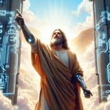 ai_art_techno_jesus_points_where_to_go_twitter_ai_terror