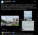 More footage of the attack in Izhevsk, Russia. By looking at the drone&#039;s shape, Ukraine used the AN-196 &#039;Liutyi&#039; drone to attack the plant, 01-07-2025 Tor-M2, Osa-AKM air defense