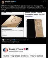 ruthbenghiat 01-07-2025 OMG first the copy of the Putin gold phone and now the copy of the Putin fragrance (Putin&#039;s is called Leaders One)
