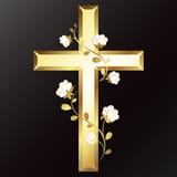 golden cross with flowers