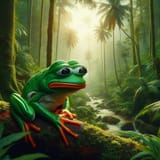 ai_art_pepe_photoreal_natural_habitat_lush_tropical_rainforest_sad