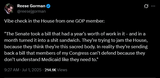 Screenshot 2025-07-01 at 16-00-45 Reese Gorman on X Vibe check in the House from one GOP member The Senate took a bill that had a year’s worth of work in it - and in a month turned it into a shit sandwich. They’re trying to j[...]
