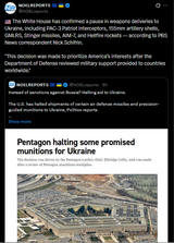 The White House has confirmed a pause in weapons deliveries to Ukraine, including PAC-3 Patriot interceptors, 155mm artillery shells, 02-07-2025 PBS, Nick Schifrin