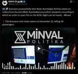 Russians purposefully shot down Azerbaijan Airlines plane on orders from Russian MoD, Azerbaijani journalists showed recording 01-07-2025 order to fire on AZAL flight, Minval HD