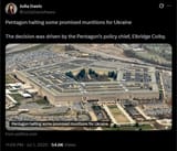 Pentagon halting some promised munitions for Ukraine 01-07-2025 The decision was driven by the Pentagon’s policy chief, Elbridge Colby.