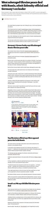 West sabotaged Ukraine peace deal with Russia, admit Zelensky official and Germany’s ex leader 2023