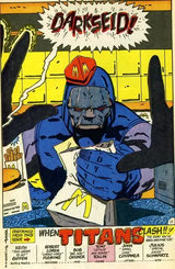 Darkseid working at mcdonalds after trying to attack Tony Blair