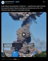 A gas station has exploded in Zhytomyr — eyewitnesses report hearing two powerful blasts. Nearby buildings and vehicles are on fire. 02-07-2025 HD