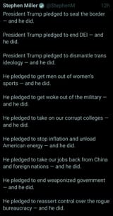 Trump Promices Kept