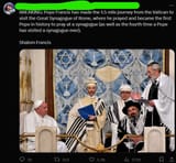 Pope to pray a Jewish prayer at a synagogue