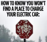 Charge your electric car STOP sign