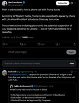 Putin is scheduled to hold a phone call with Trump today. 03-07-2025 Trump is also expected to speak by phone with Ukrainian Zelensky tomorrow.
