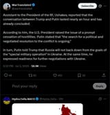 Assistant to the President of the RF, Ushakov, reported that the conversation between Trump and Putin lasted nearly an hour 03-07-2025