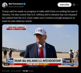 Trump said he made no progress in talks with Putin on ending the war in Ukraine. He also noted that U.S. military aid to Ukraine has not stopped 04-07-2025 HD