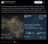 Russia launched its largest drone attack on Ukraine to date overnight, using over 330 Iranian-made Shahed drones. &#039;Sadly, another record&#039; 04-07-2025
