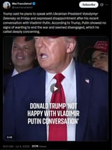 Trump said he plans to speak with Ukrainian President Volodymyr Zelensky on Friday and expressed disappointment after his recent conversation 04-07-2025 Putin HD