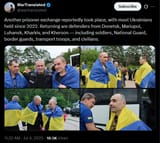 Another prisoner exchange reportedly took place, with most Ukrainians held since 2022. Returning are defenders from Donetsk, Mariupol, 04-07-2025