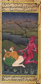 A_devil_buggering_a_man._Gouache_painting_by_an_Indian_Wellcome_L0033071_(cropped)