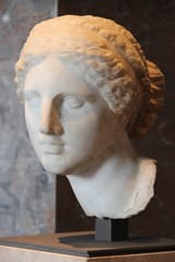 Marble_Female_Head_of_the_“Aphrodite_of_Cnidus”_type,_Asia_Minor,_c._150_BC_(28205033452)