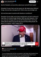 Q], Mr. President, can you tell us about your call with Zelensky today 05-07-2025, [President Trump], Yeah, we had a good call. We talked about different things HD