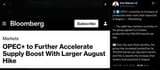 OPEC+ countries to increase oil production even more than expected in August, — Bloomberg. 05-07-2025 group has increased production by 411,000 barrels per day