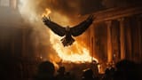 An-apotheosis-ritual-for-a-Roman-Emperor--with-an-eagle-being-released-from-his-pyre-in-fron-of-the-crowd