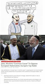 Jews, Muslims “Common Cause” To Oppose European Nationalists꞉ Europe&#039;s Top Rabbi - Side by Side For White Genocide Islam Judaism Meme