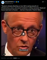 Russia is already attacking us now. We’re seeing assaults on infrastructure, arson, and recent incidents in military barracks. 05-07-2025 traces to Russia&#039;, German, Merz