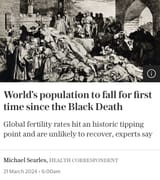 WorldsPopulationToFallForFirstTimeSinceBlackDeath