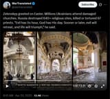 Zelenskyy greeted on Easter. Millions Ukrainians attend damaged churches. Russia destroyed 640+ religious sites, killed or tortured 67 priests. &#039;Evil has its hour, God has His day&#039; 20-04-2025 HD
