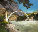 Erich Mercker (Zabern, Imperial Territory of Alsace-Lorraine, German Reich 1891-1973 München, Free State of Bavaria, Federal Republic of Germany) Inntalbrücke (Construction of the Inn Valley Bridge) - Oil on Canvas 1940 (QR)-min