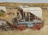 John Philip Falter (Plattsmouth, Nebraska, U.S.A. 1910-1982 Philadelphia, Pennsylvania, U.S.A.) Homesteaders - Oil on canvas 1974