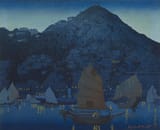 Elizabeth Keith (Aberdeenshire, Scotland, U.K. 1887-1956 London, England, U.K.) Hong Kong Harbor, Night - Color woodblock print 1924-min