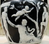 Unknown artist (Roman 1st c. AD) Portland Vase 2. Mark Antony lured by Cleopatra with the asp, Cupid above, his ancestor Anton looking on - glass 35-30 BC