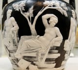 Unknown artist (Roman 1st c. AD) Portland Vase 5. Octavia abandoned in the manner of Ariadne on Naxos, between Octavian and his ancestress Venus Genetrix - glass 35-30 BC