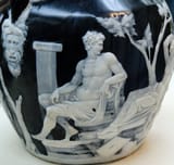 Unknown artist (Roman 1st c. AD) Portland Vase 5. Octavian seated, looking to his sister - glass 35-30 BC