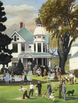 John Philip Falter (Plattsmouth, Nebraska, U.S.A. 1910-1982 Philadelphia, Pennsylvania, U.S.A.) Sunday picnic, Troy, Kansas - Oil on canvas