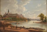 Jan Kanty Hruzik (Kraków, Kraków Department, Duchy of Warsaw, French Empire 1809-1891 Lwów, County of Lwów, Kingdom of Galicia and Lodomeria, A.H.M.) View of Wawel Castle from the north-west - Oil on canvas c.1858-min