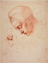 Michelangelo Buonarroti (Caprese 1475-1564 Rome) Leda and the swan - distemper on panel c.1530 (study, original lost)
