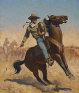 Lafayette Maynard Dixon (Fresno, California, U.S.A. 1875-1946 Tucson, Arizona, U.S.A.) Cowpuncher - Oil on canvas 1927