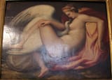 Michelangelo Buonarroti (Caprese 1475-1564 Rome) Leda and the swan - tempera 1530 [16th c. oil on canvas copy by Francesco del Brina]