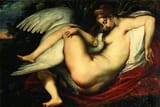 Michelangelo Buonarroti (Caprese 1475-1564 Rome) Leda and the swan - tempera 1530 [1602 oil on panel copy by Peter Paul Rubens]